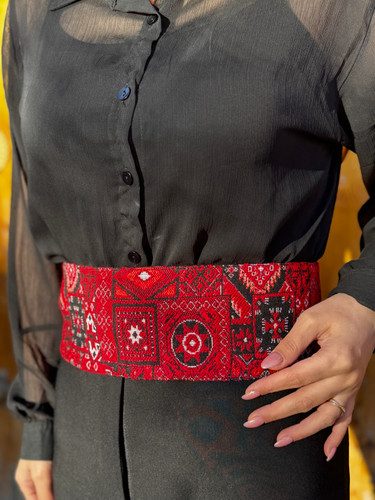 کمربند زنانه پهن طرح گلیم مدل آناهیتا Belt Zanane Glim Anahita Zimacrafts