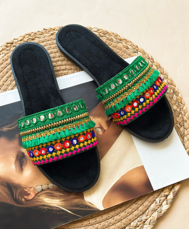 صندل زنانه سوزندوزی مدل یاشیل Sandal Zanane Yashil Zimacrafts