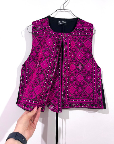 جلیقه زنانه سوزندوزی سرخابی Jalighe Zanane Sozanduzi Zimacrafts